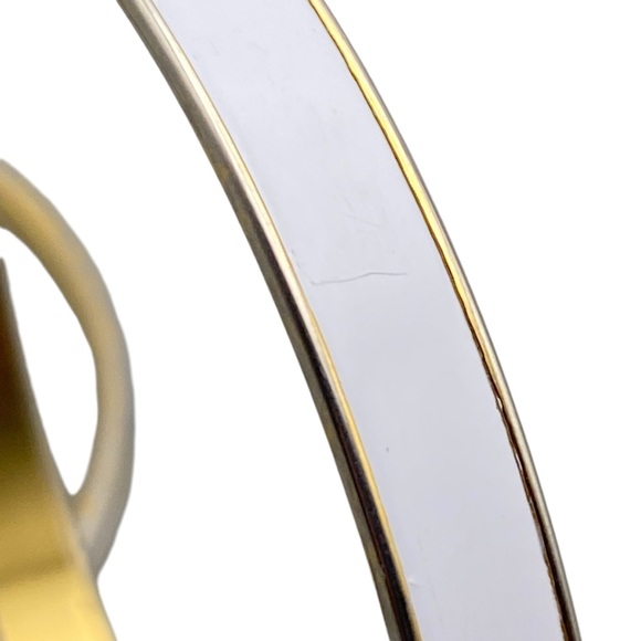 Vintage Monet Gold-Tone & White Enameled Bangle Bracelets - Picture 6 of 11